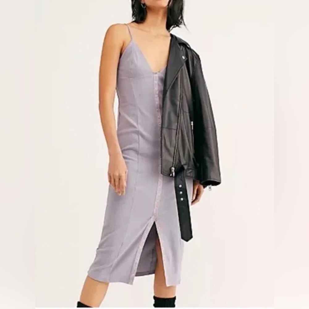 Free People "Make It Snappy" Milk Thistle Lavender Button Up Dress/Medium